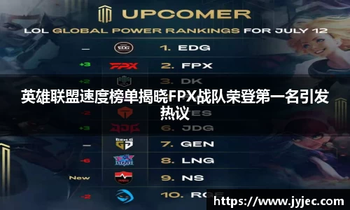 英雄联盟速度榜单揭晓FPX战队荣登第一名引发热议